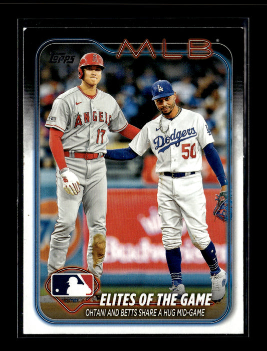 2024 Topps Elites of the Game: Ohtani and Betts Share a Hug Mid-Game #138 Los Angeles Dodgers