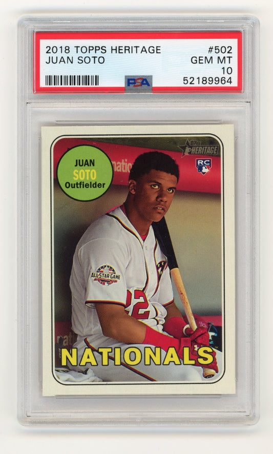 2018 Topps Heritage Juan Soto #502 PSA 10 Washington Nationals