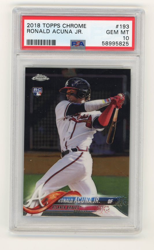 2018 Topps Chrome Ronald Acuna Jr. #193 PSA 10 Atlanta Braves