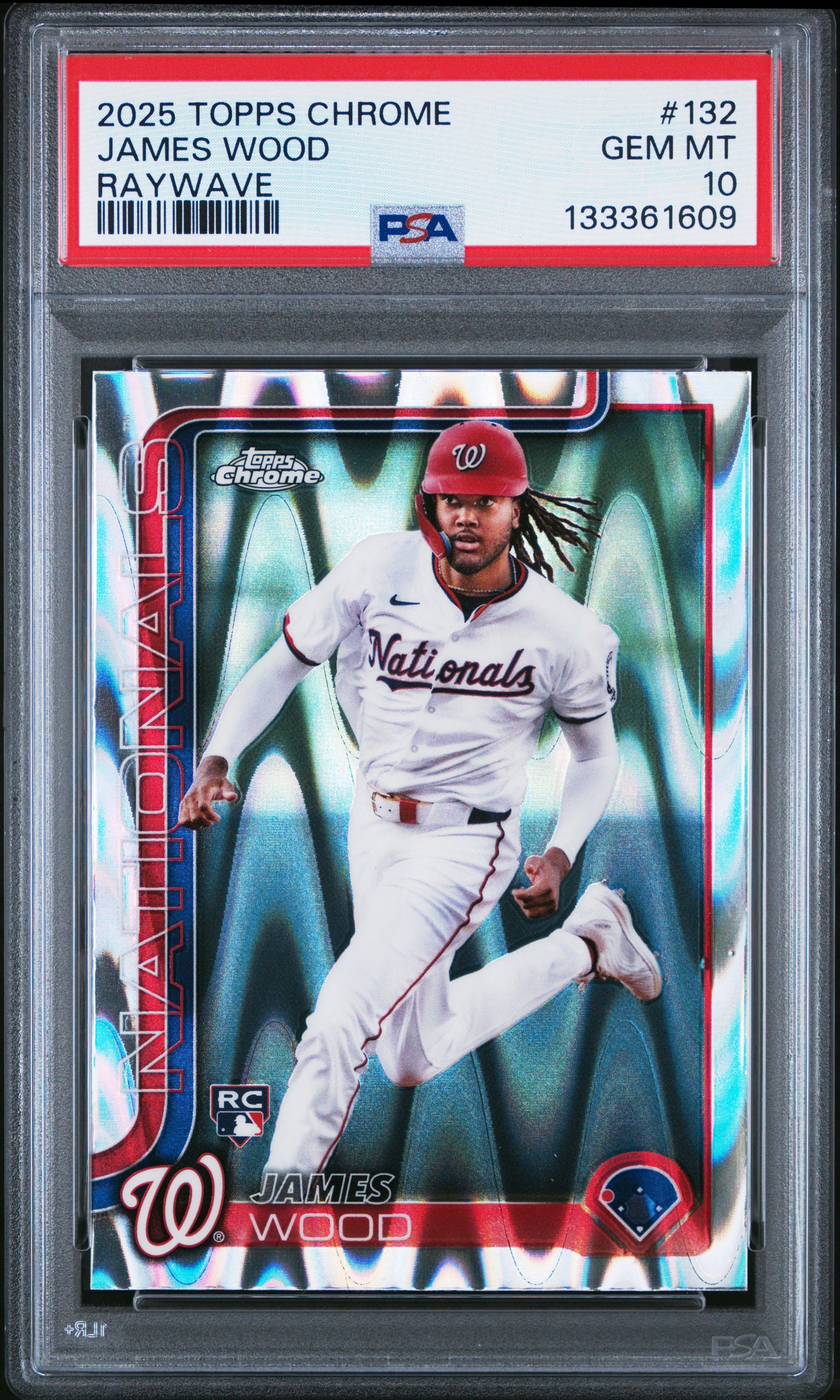 2025 Topps Chrome James Wood #132 Raywave PSA 10 Washington Nationals