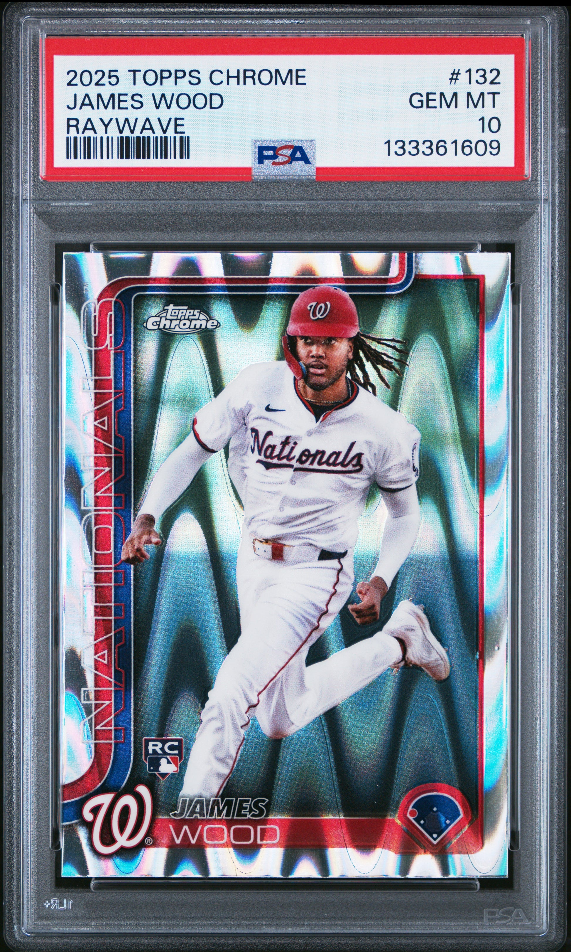 2025 Topps Chrome James Wood #132 Raywave PSA 10 Washington Nationals