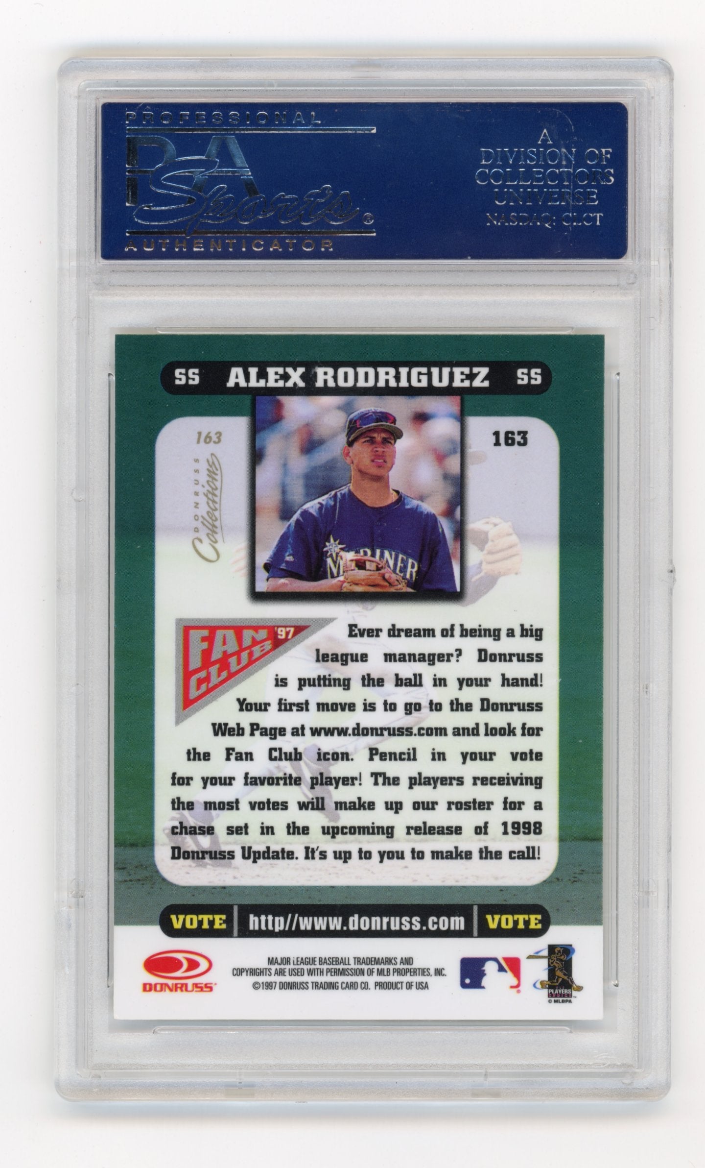 1998 Donruss Collection Alex Rodriguez #163 Donruss PSA 10 Seattle Mariners