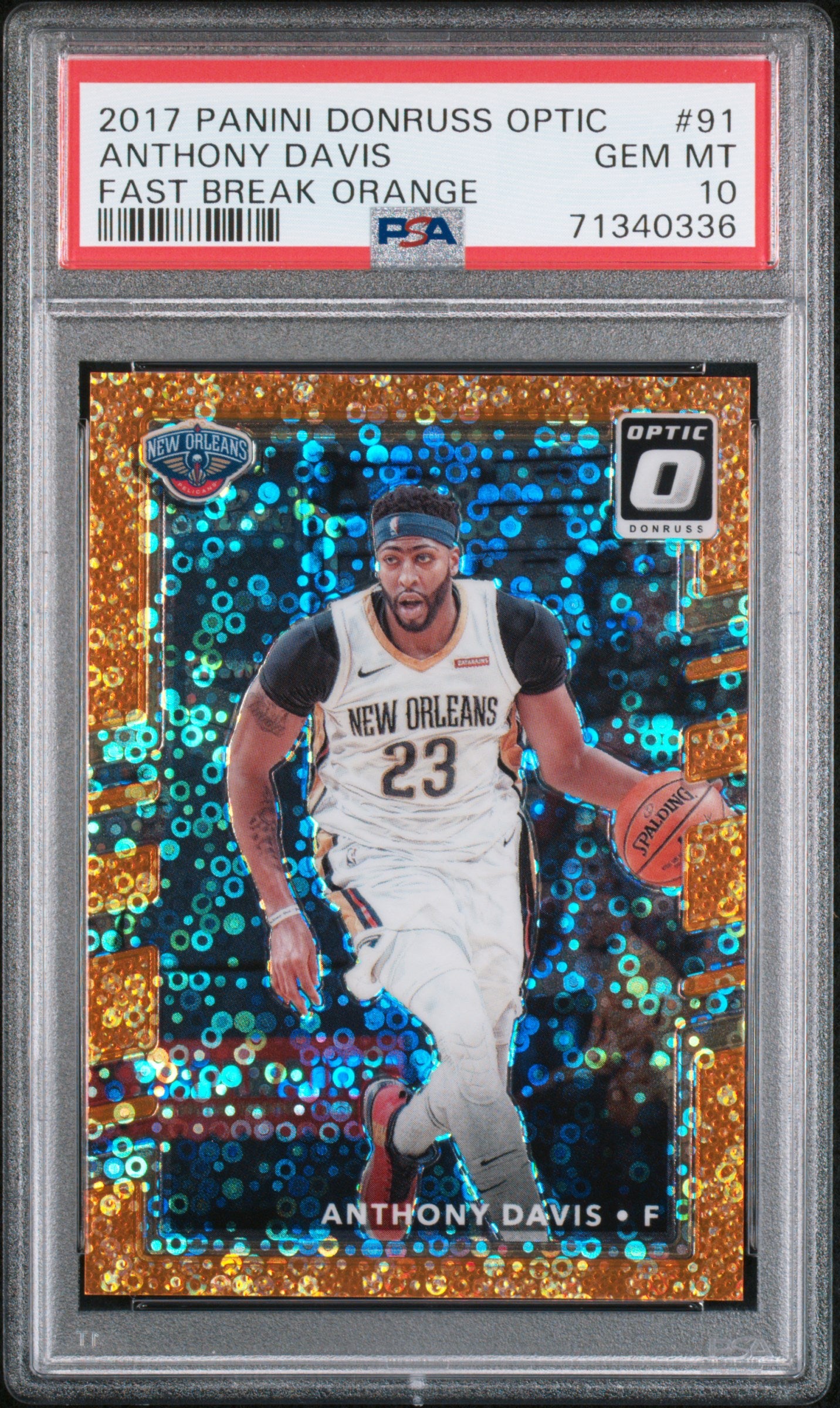 2017 Panini Donruss Optic Anthony Davis #91 Fast Break Orange PSA 10 New Orleans Pelicans