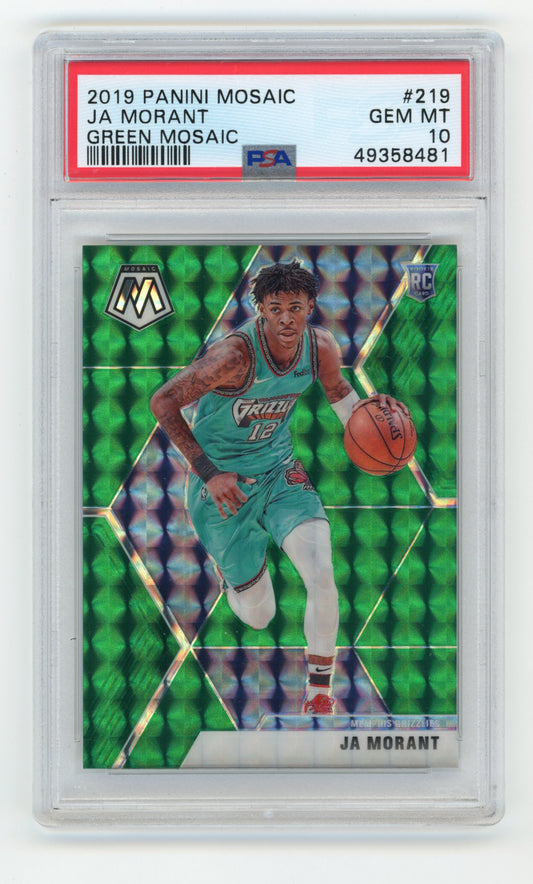 2019 Panini Mosaic Ja Morant #219 Green Mosaic PSA 10 Memphis Grizzlies
