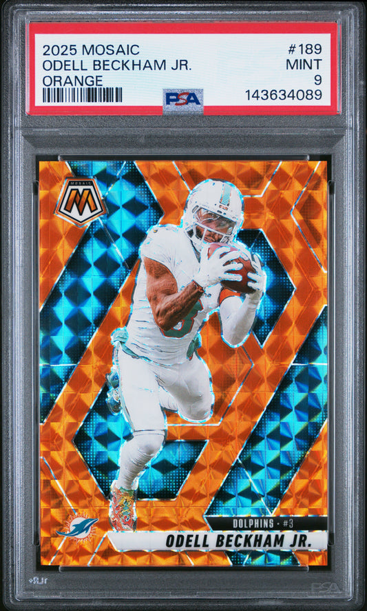 2025 Panini Mosaic Odell Beckham Jr. #189 Orange PSA 9 Miami Dolphins