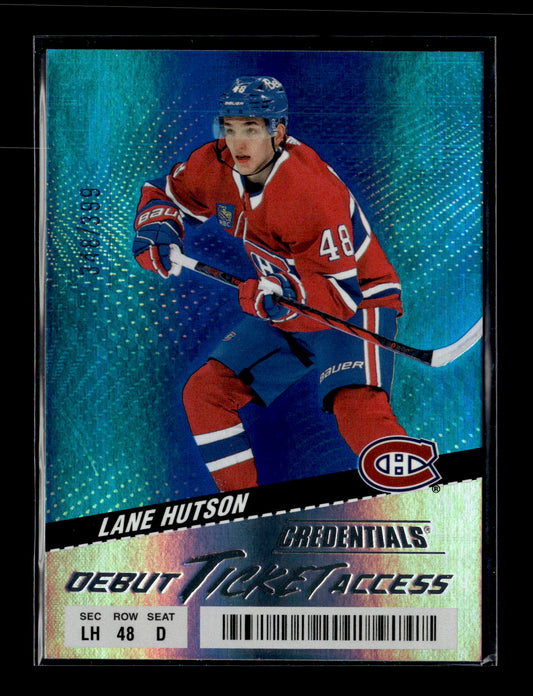 2024-25 Upper Deck Credentials Lane Hutson #126 Blue #/399 Montreal Canadiens