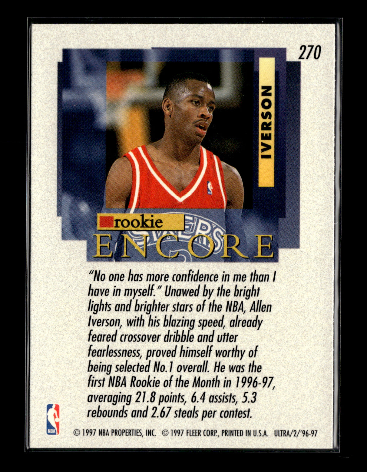 1996-97 Ultra Allen Iverson #270 Philadelphia 76ers