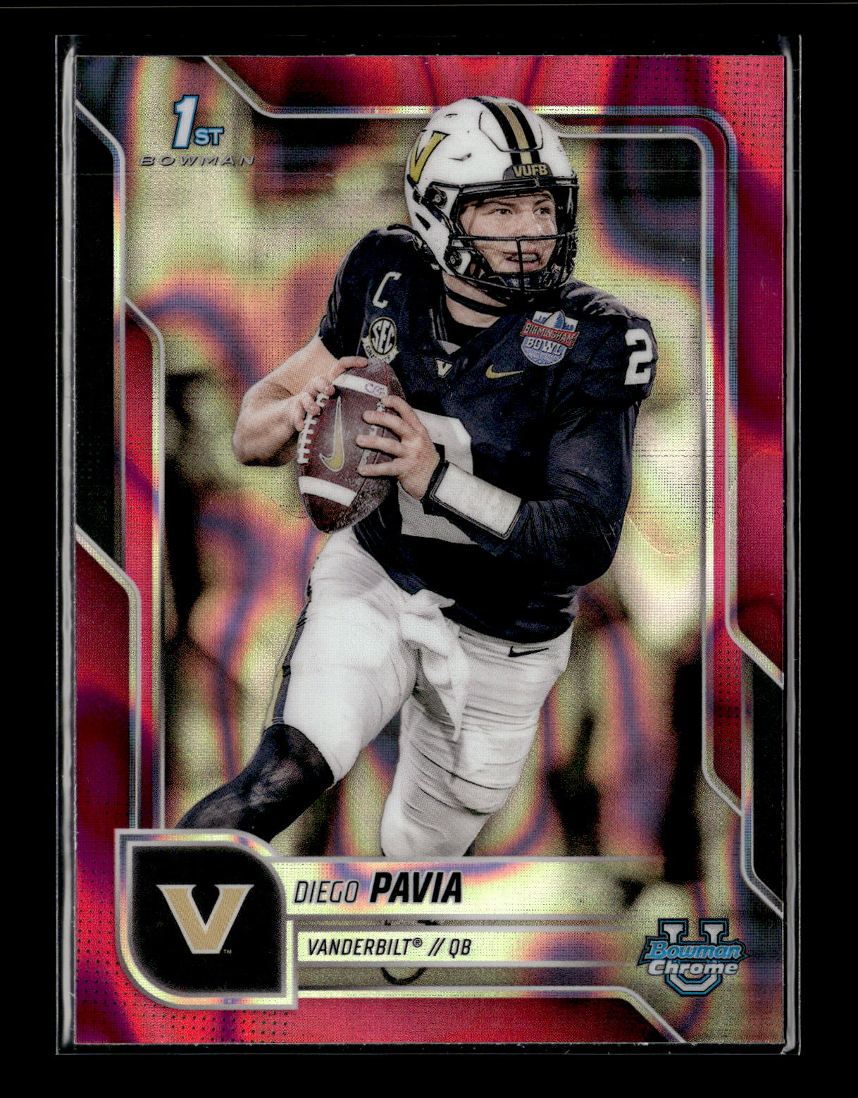 2025 Bowman University Chrome Diego Pavia #190 Pink Lava Refractor Vanderbilt Commodores