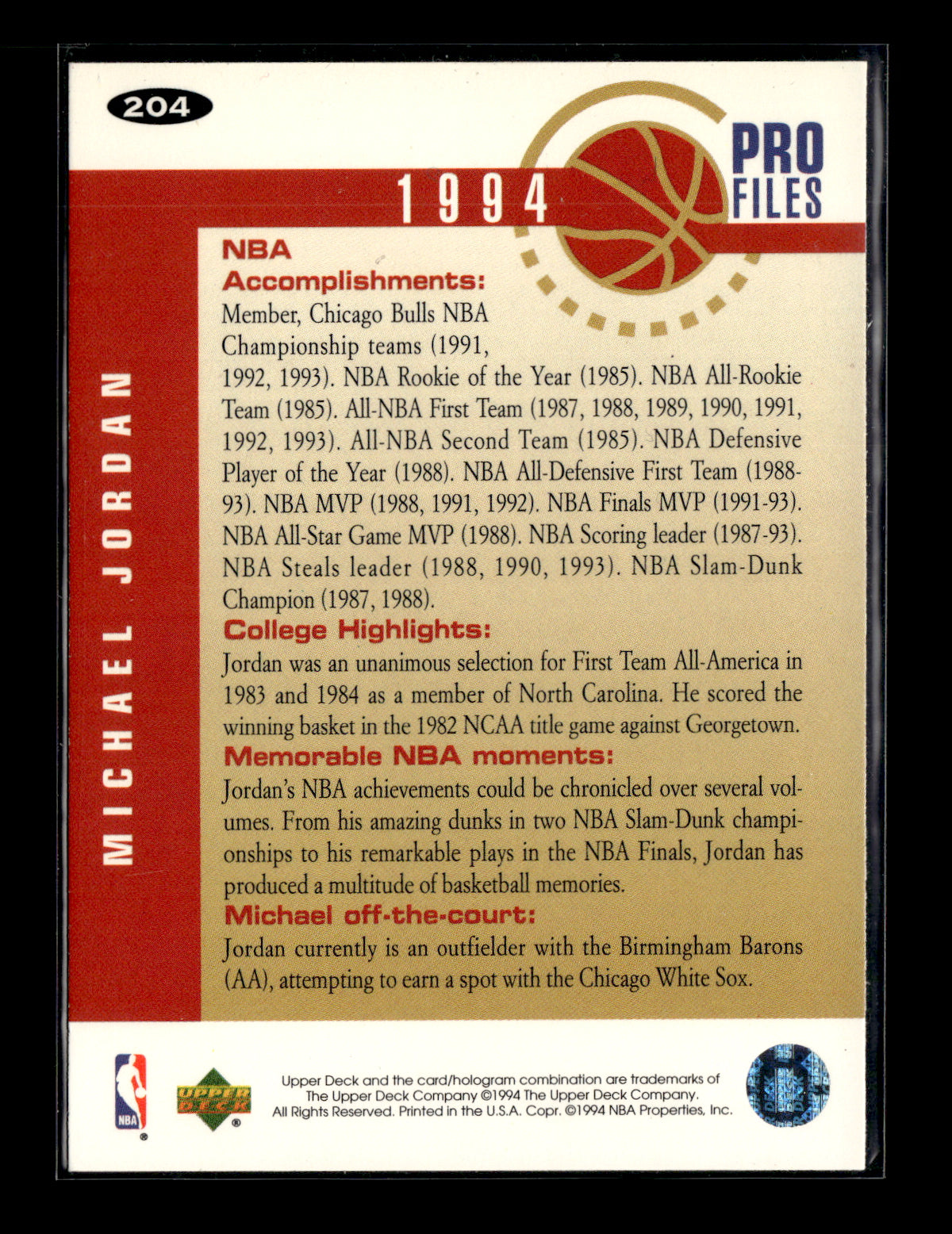 1994-95 Collector's Choice Michael Jordan #204 Chicago Bulls