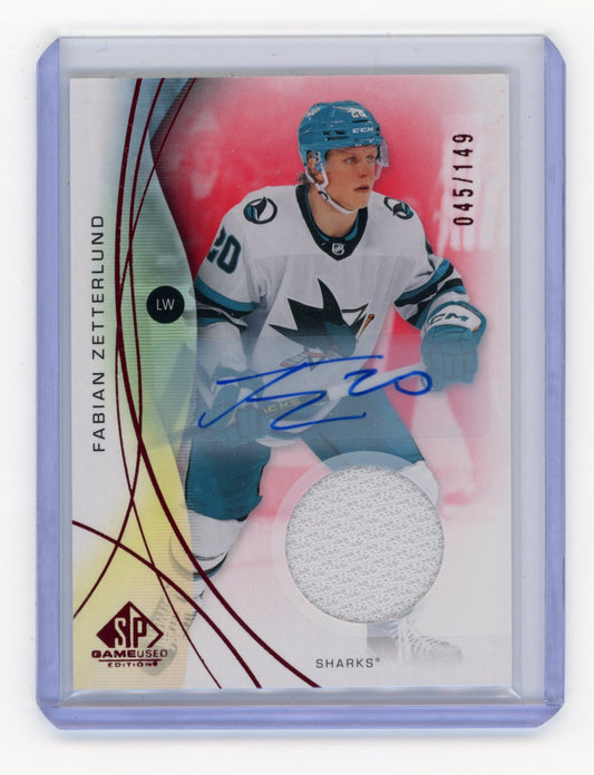 2024-25 SP Game Used Fabian Zetterlund #16 Red Auto Jerseys #/149 San Jose Sharks