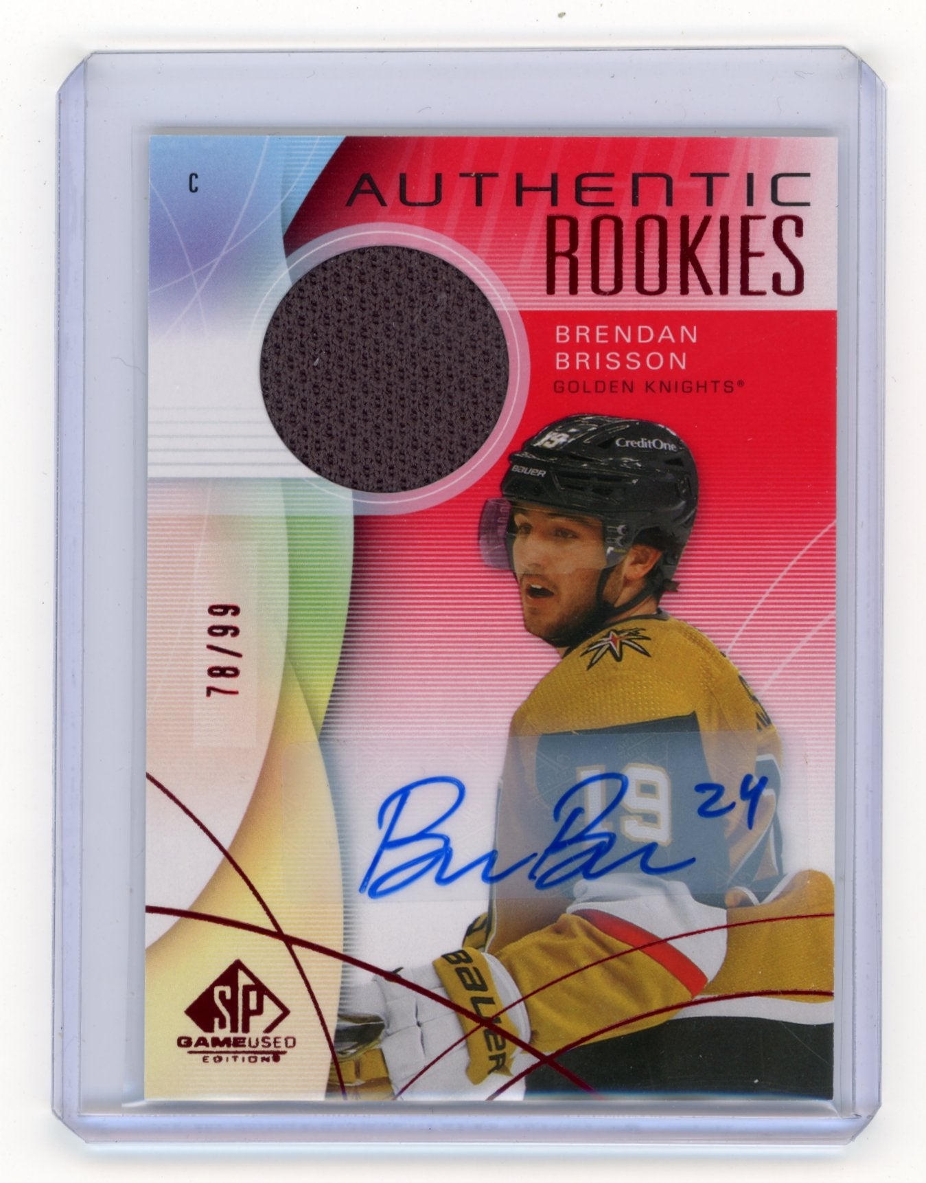 2024-25 SP Game Used Brendan Brisson #259 Red Auto Jerseys #/99 Vegas Golden Knights