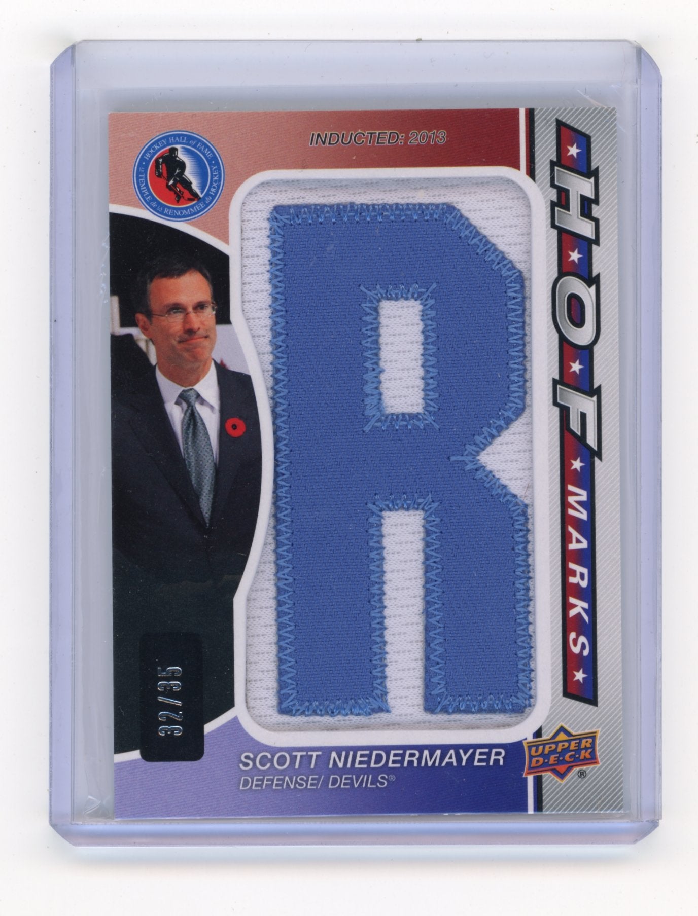 2024-25 SP Game Used Scott Niedermayer #HOFM-SN HOF Marks #/35 New Jersey Devils