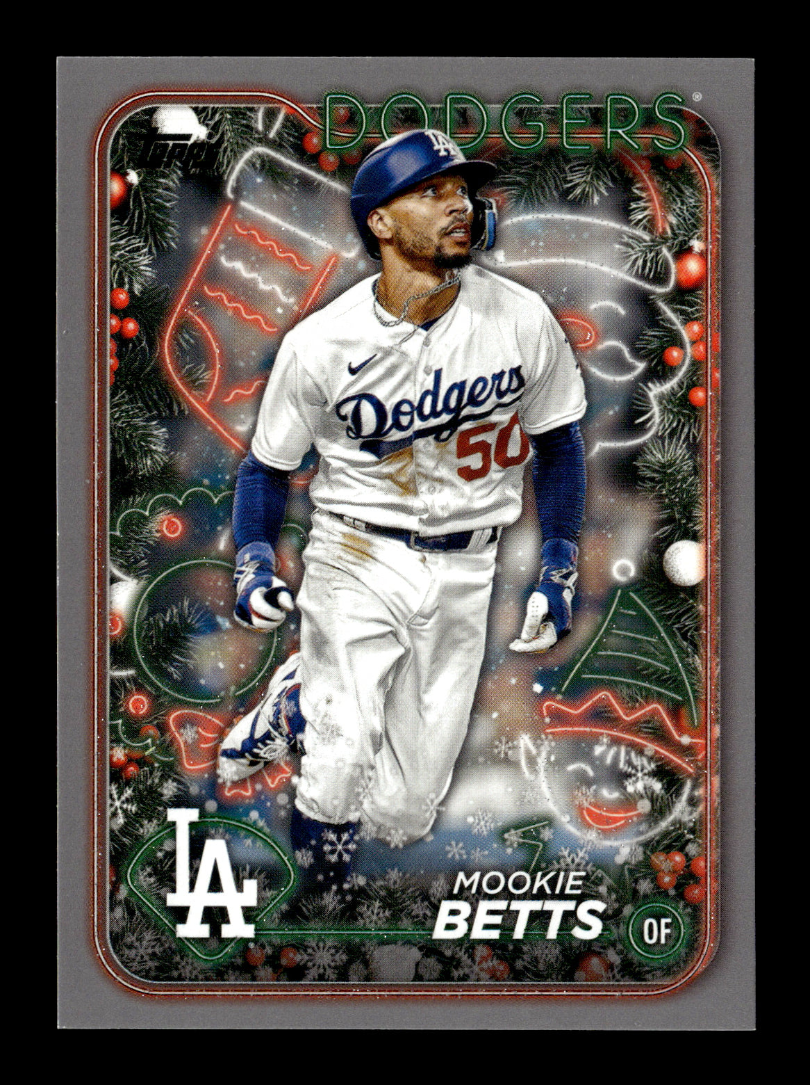 2024 Topps Holiday Mookie Betts #H135 Silver Glitter Los Angeles Dodgers