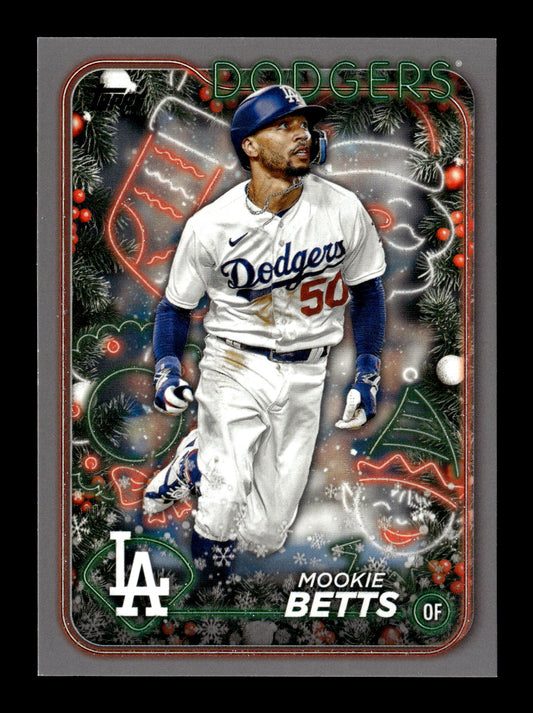 2024 Topps Holiday Mookie Betts #H135 Silver Glitter Los Angeles Dodgers