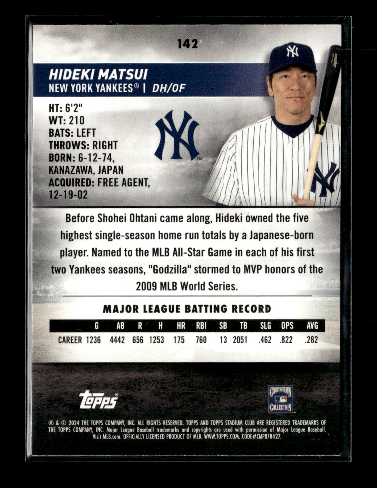 2024 Stadium Club Hideki Matsui #142 New York Yankees