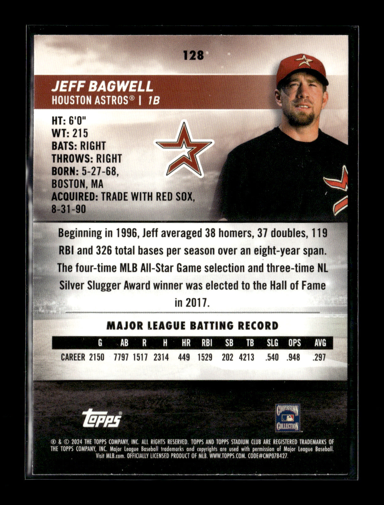 2024 Stadium Club Jeff Bagwell #128 Houston Astros