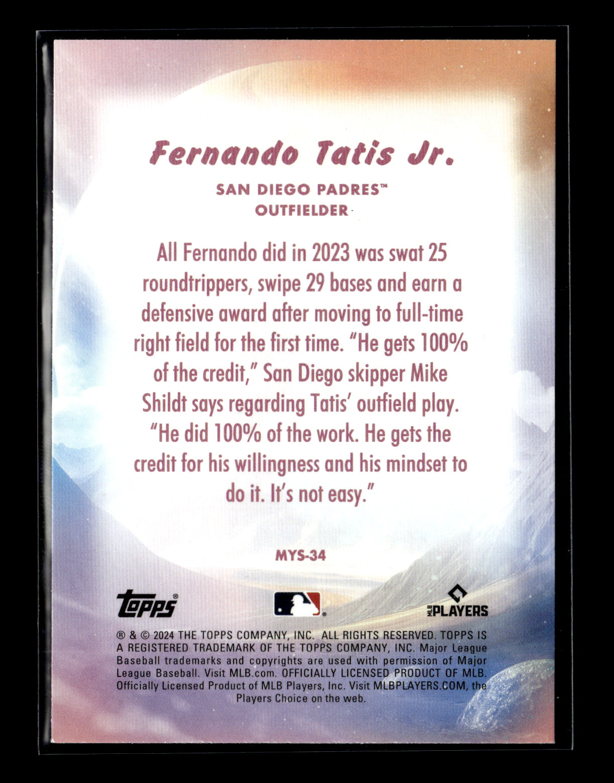 2024 Topps Update Fernando Tatis Jr. #MYS-34 Mystical San Diego Padres