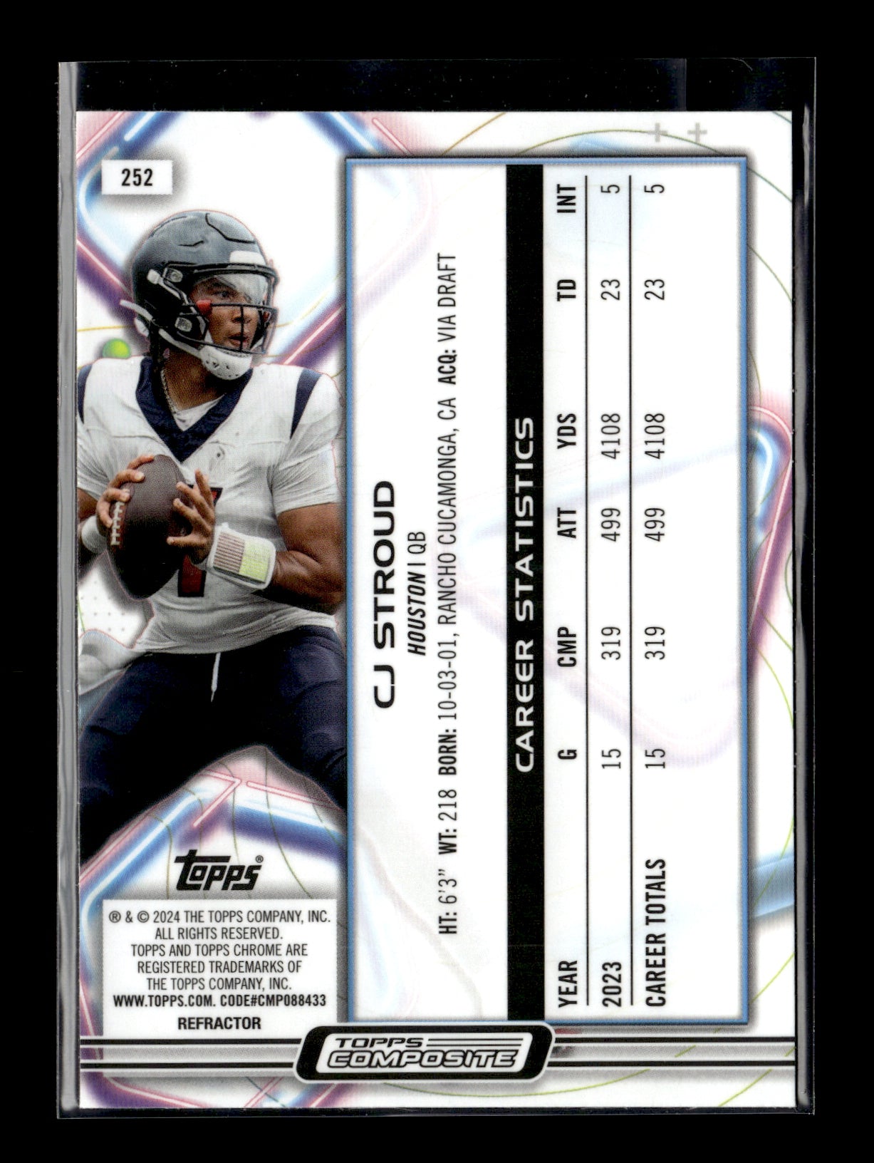 2023 Topps Composite CJ Stroud #252 Cosmic Chrome Refractor Houston Texans