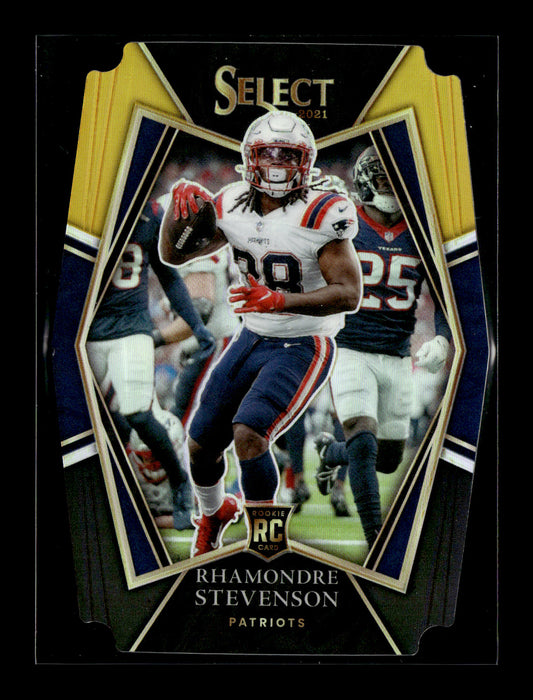 2021 Panini Select Rhamondre Stevenson #175 Black and Gold Prizm Die Cut New England Patriots