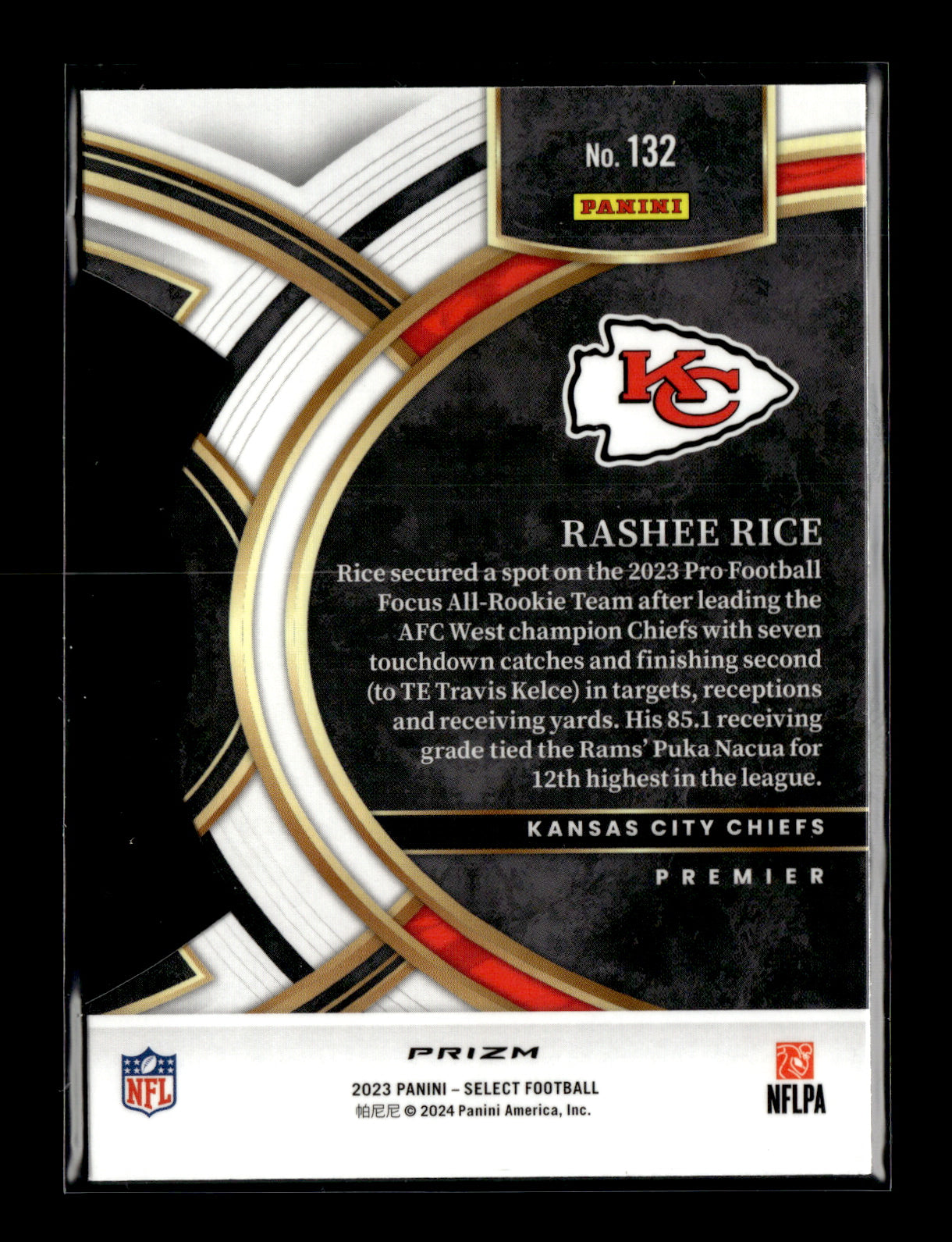 2023 Panini Select Rashee Rice #132 Red and Yellow Prizms Die Cuts Kansas City Chiefs