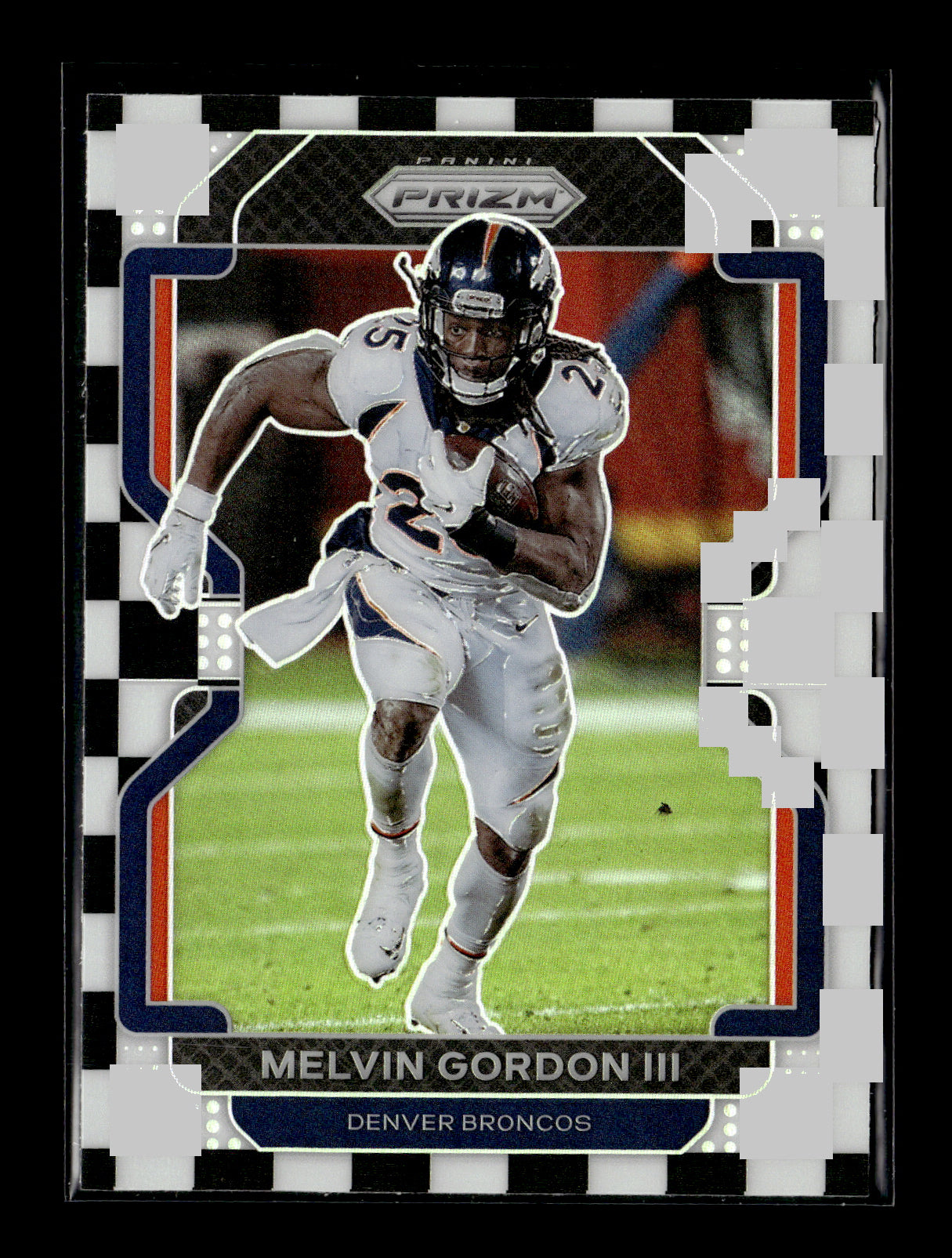 2021 Panini Prizm Melvin Gordon III #202 Black and White Checker Denver Broncos