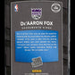 2017-18 Donruss De'Aaron Fox #196 Sacramento Kings