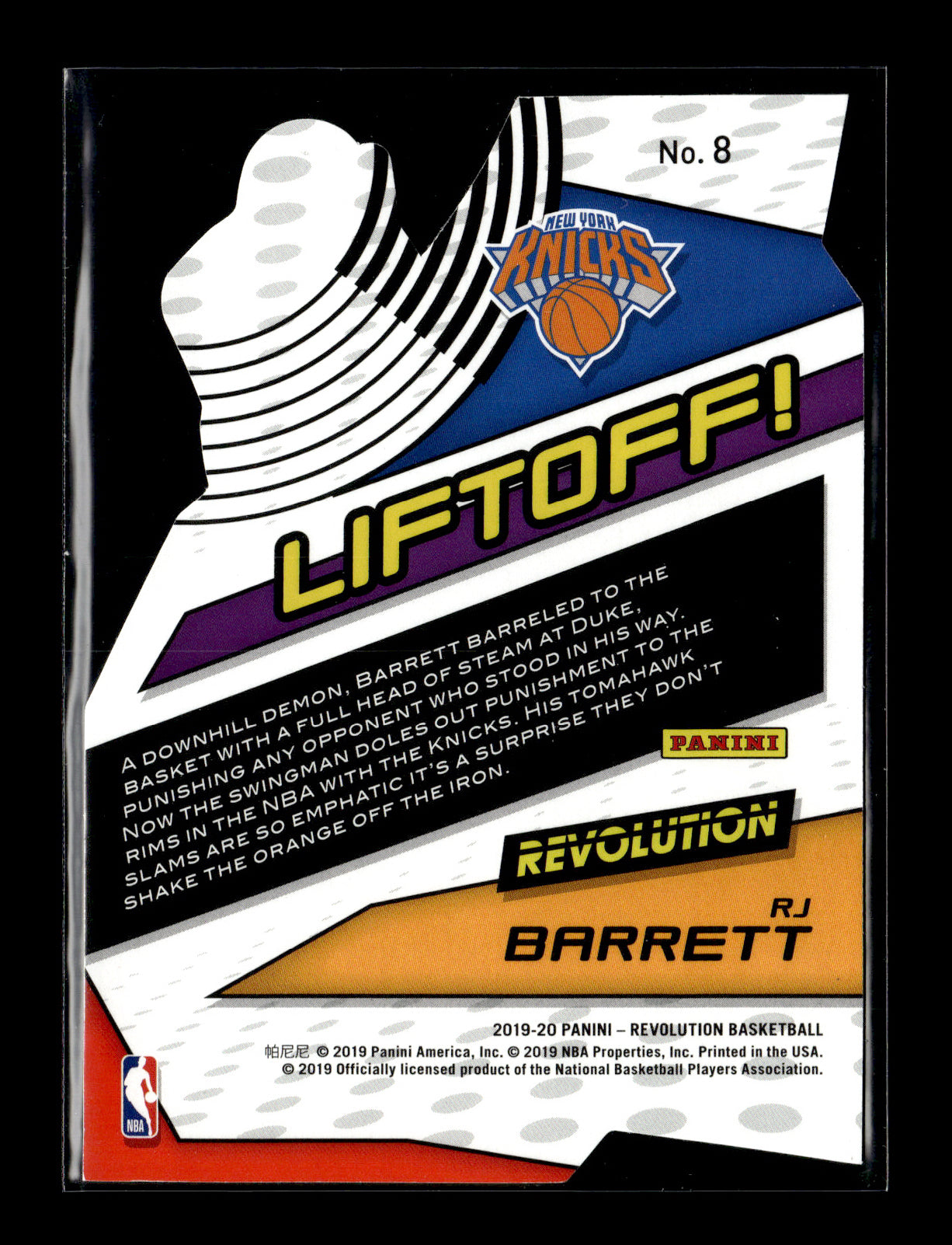 2019-20 Panini Revolution RJ Barrett #8 Liftoff! New York Knicks