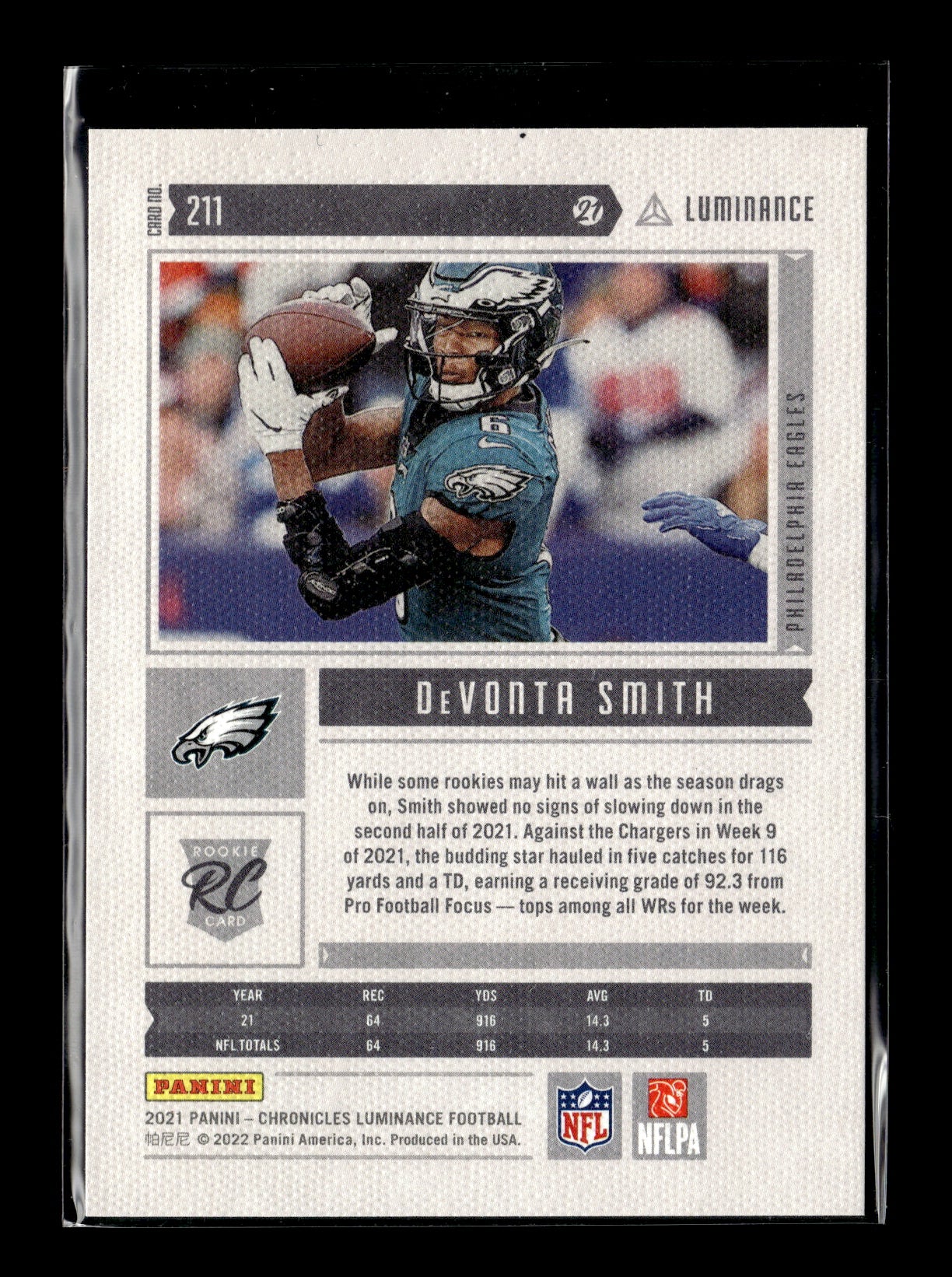 2021 Panini Chronicles DeVonta Smith #211 Luminance Update Rookies Pink Philadelphia Eagles