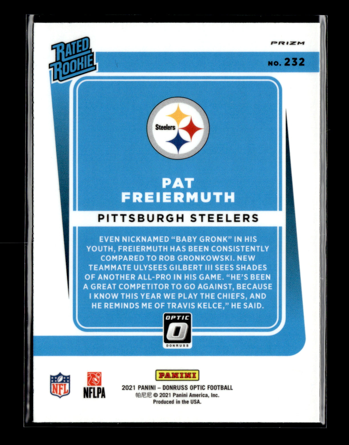 2021 Donruss Optic Pat Freiermuth #232 Holo Pittsburgh Steelers