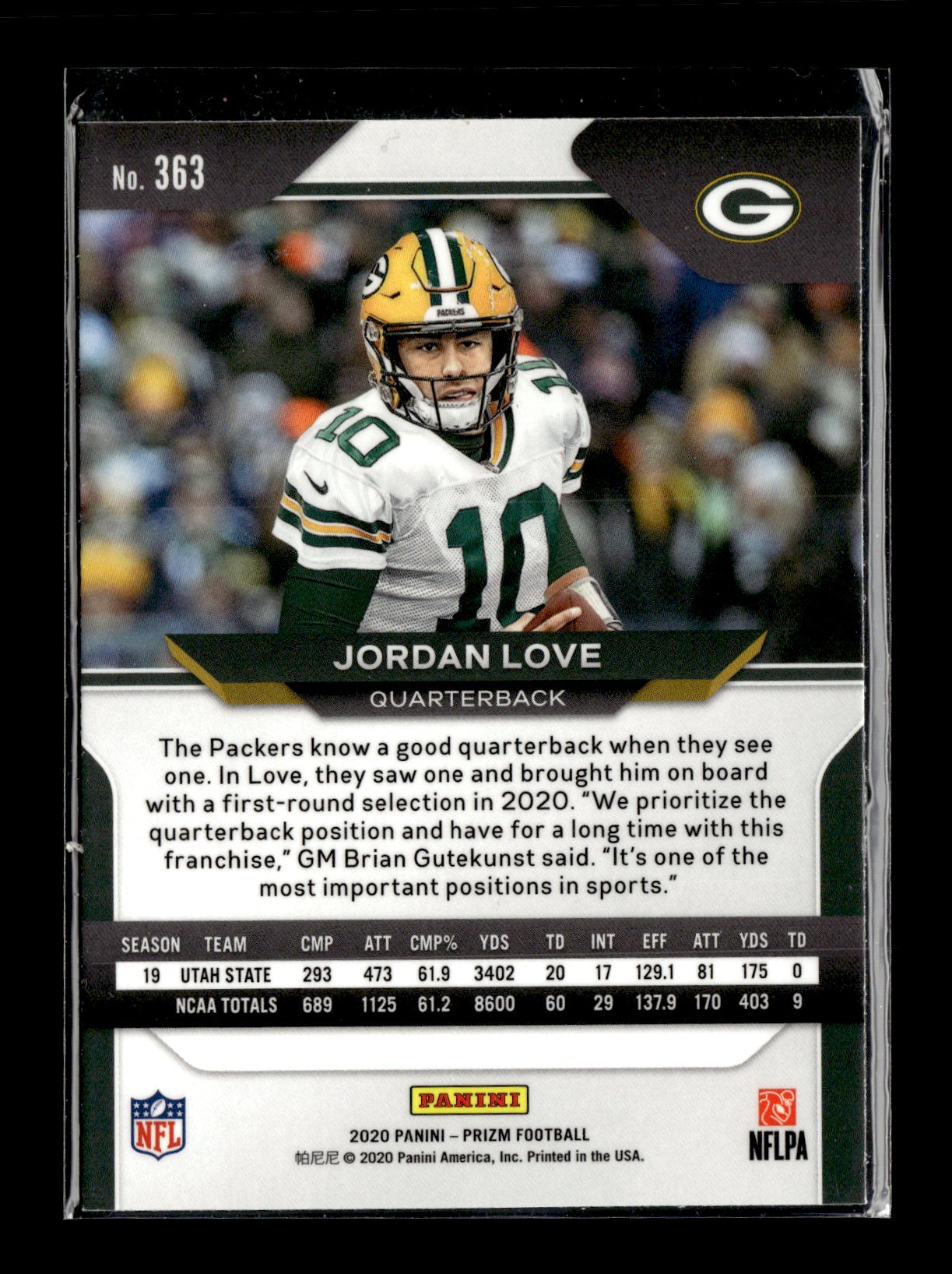 2020 Panini Prizm Jordan Love #363 Green Bay Packers