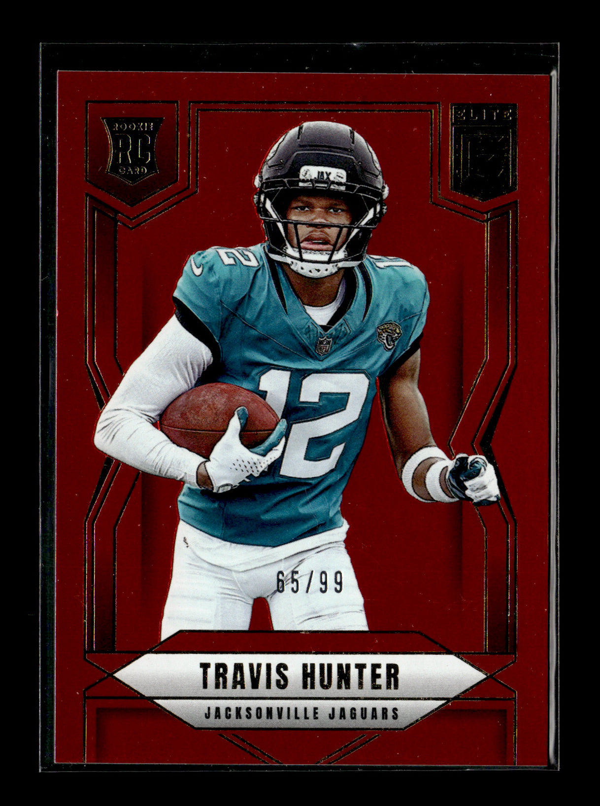 2025 Donruss Elite Travis Hunter #114 Red #/99 Jacksonville Jaguars