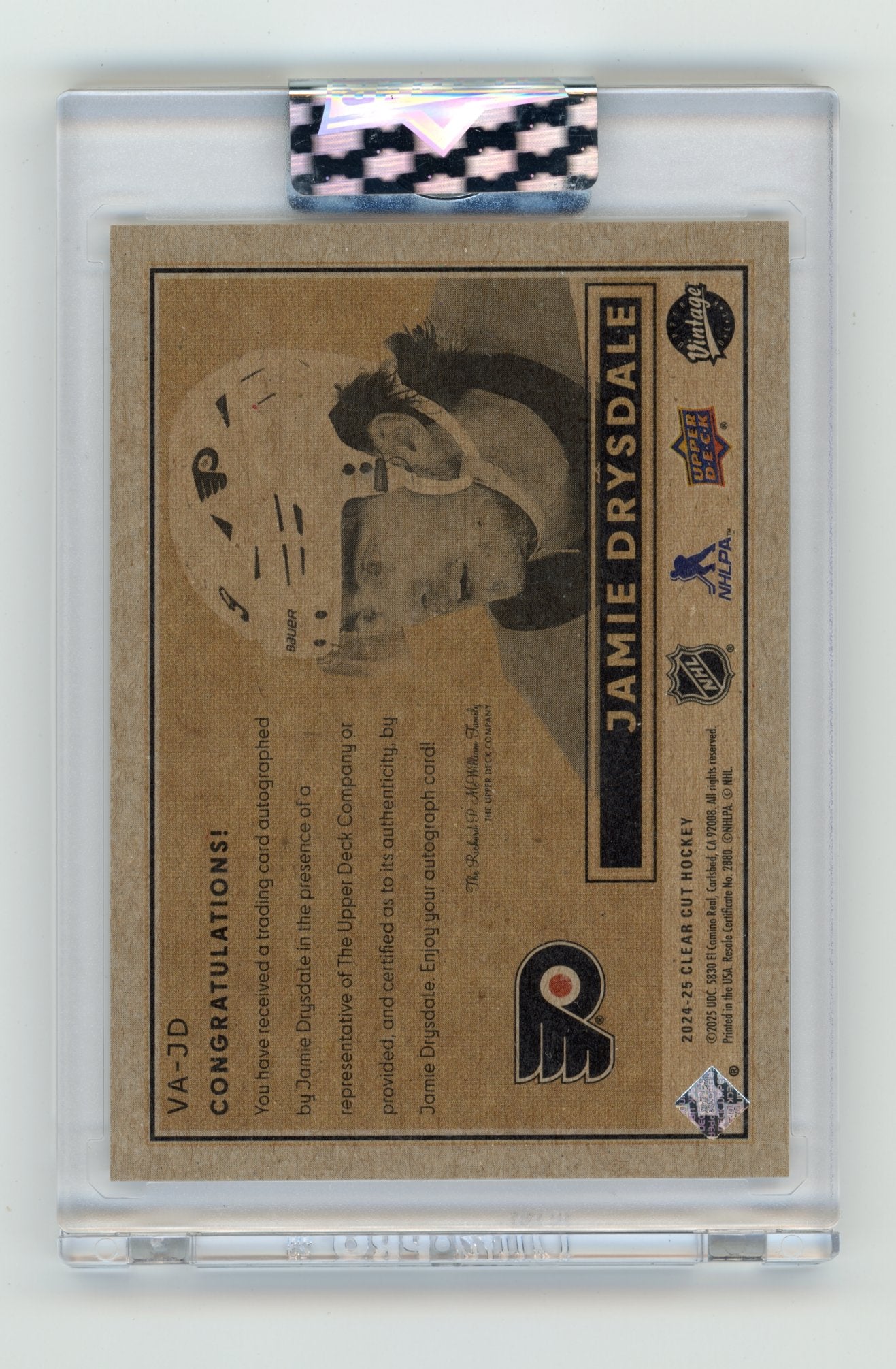 2024-25 Upper Deck Clear Cut Jamie Drysdale #VA-JD Vintage Autos Philadelphia Flyers