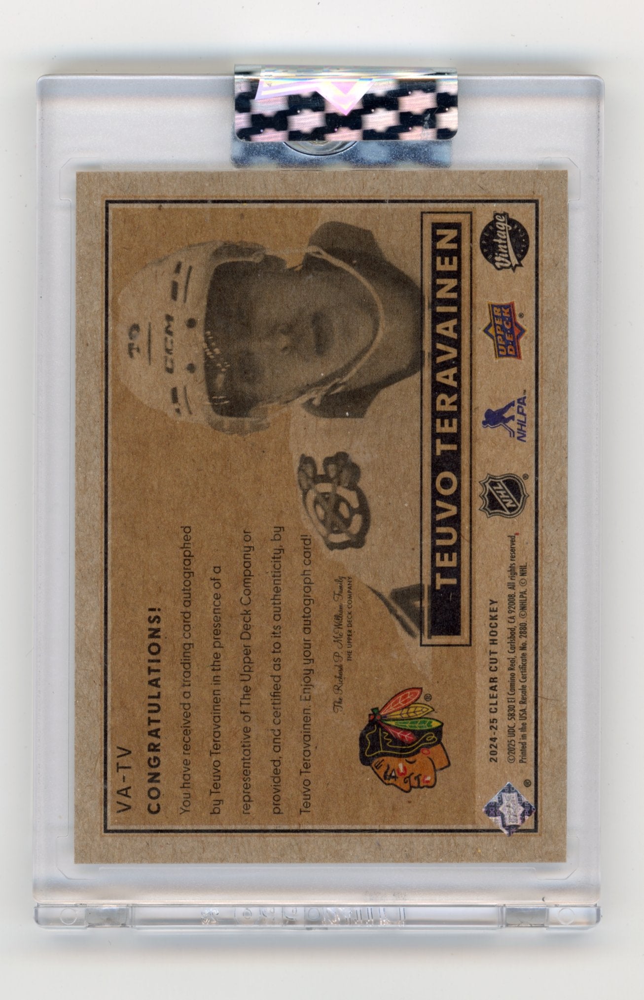 2024-25 Upper Deck Clear Cut Teuvo Teravainen #VA-TV Vintage Autos Chicago Blackhawks