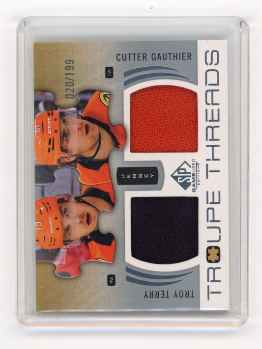2025-26 SP Game Used Troy Terry / Cutter Gauthier #TT-TG Troupe Threads #/199 Anaheim Ducks
