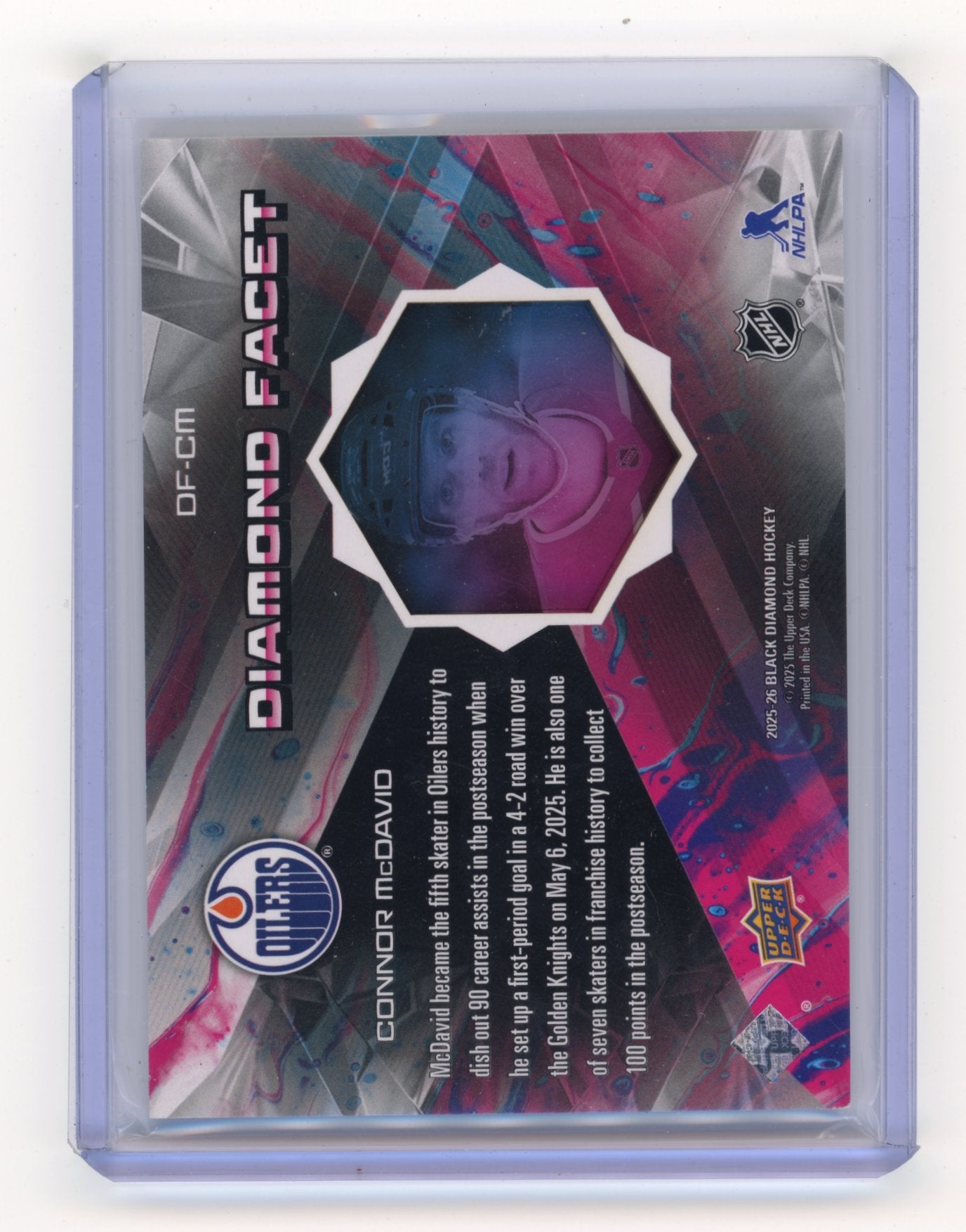 2025-26 Upper Deck Black Diamond Connor McDavid #DF-CM Diamond Facet Edmonton Oilers