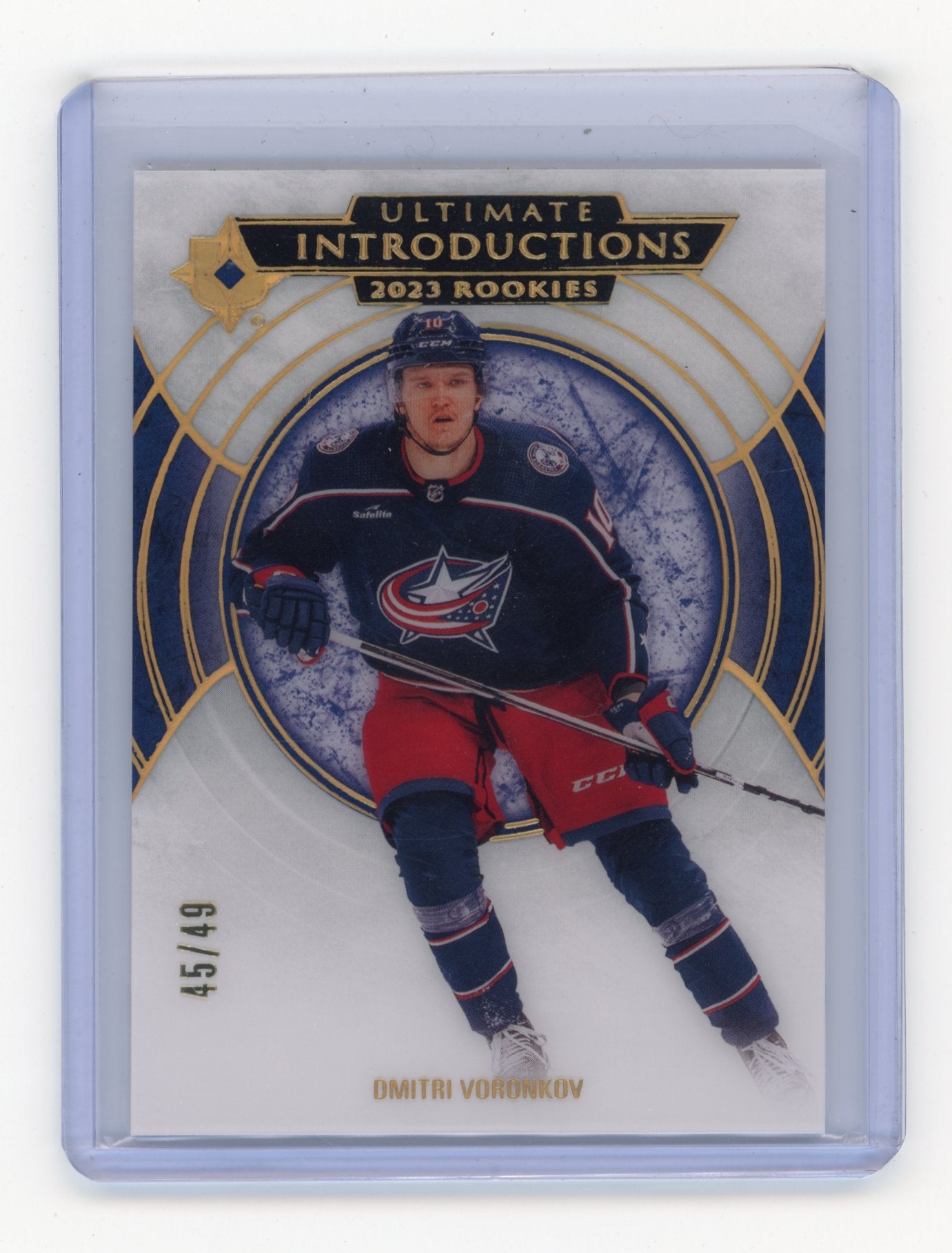 2023-24 Upper Deck Ultimate Collection Dmitri Voronkov #UI-70 Ultimate Introductions Gold #/49 Columbus Blue Jackets