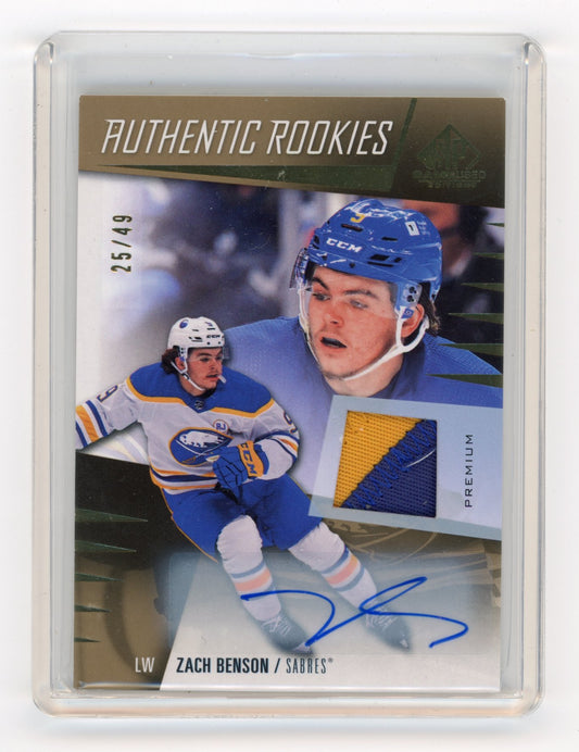 2023-24 SP Game Used Zach Benson #244 Autographs Premium Material #/49 Buffalo Sabres