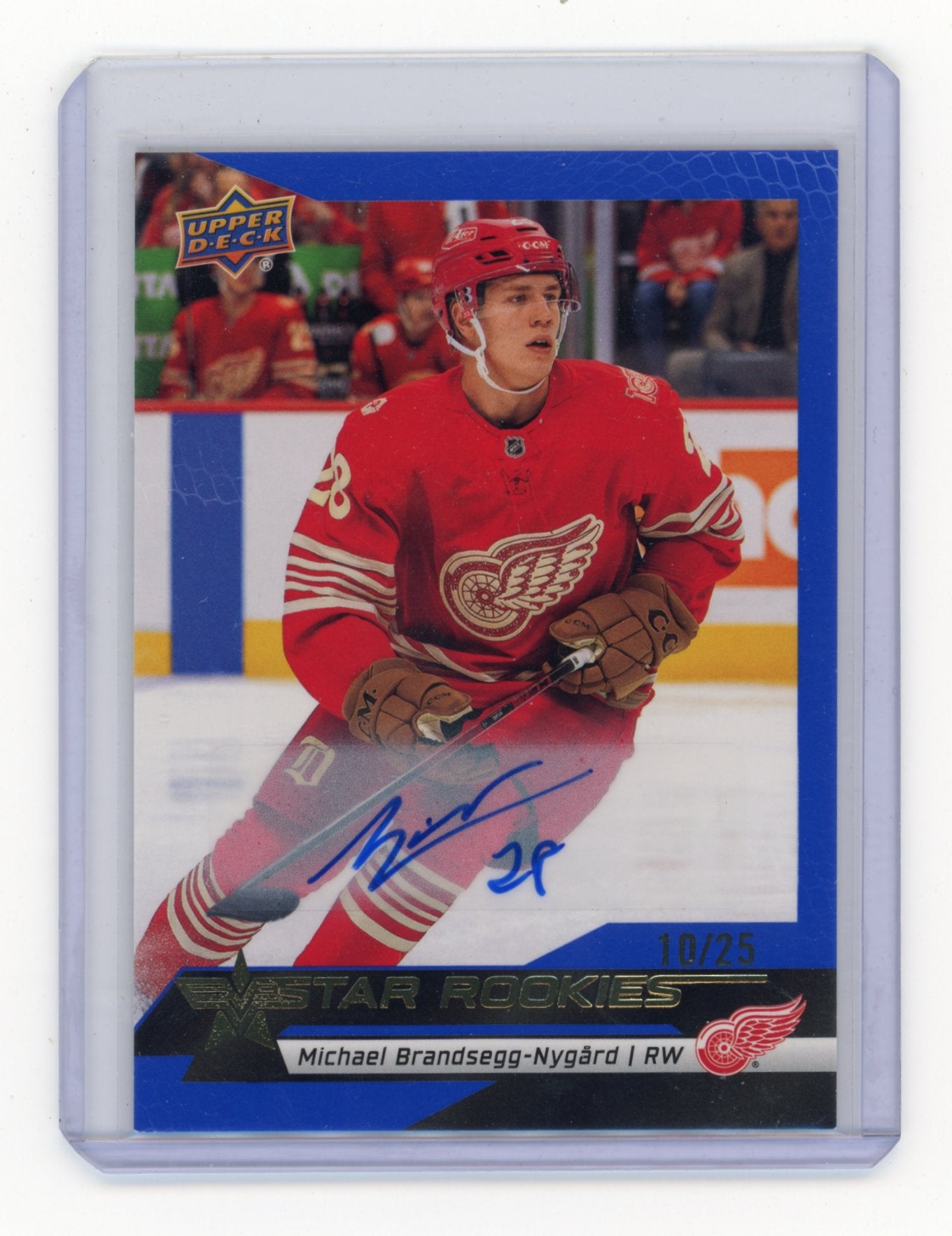 2025-26 Upper Deck NHL Star Rookies Box Set Michael Brandsegg-Nygard #22 Autographs Blue #/25 Detroit Red Wings