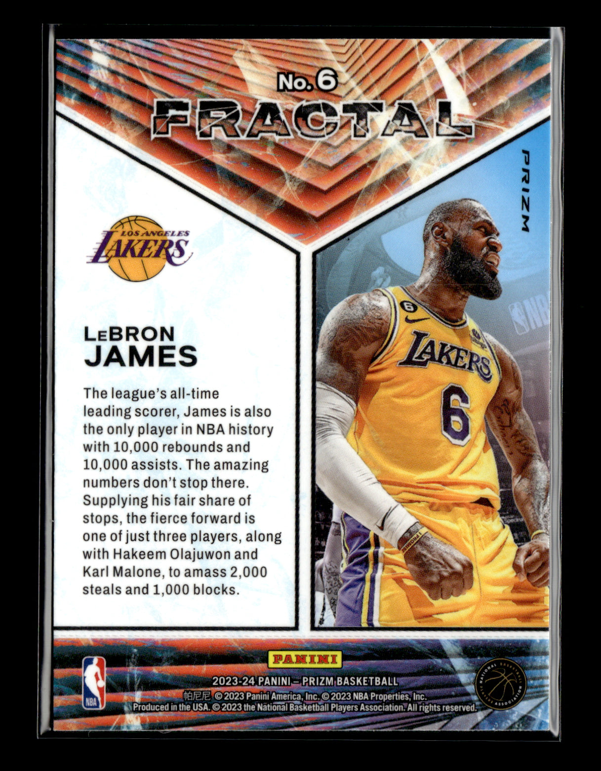 2023-24 Panini Prizm LeBron James #6 Fractal Prizms Fast Break Los Angeles Lakers