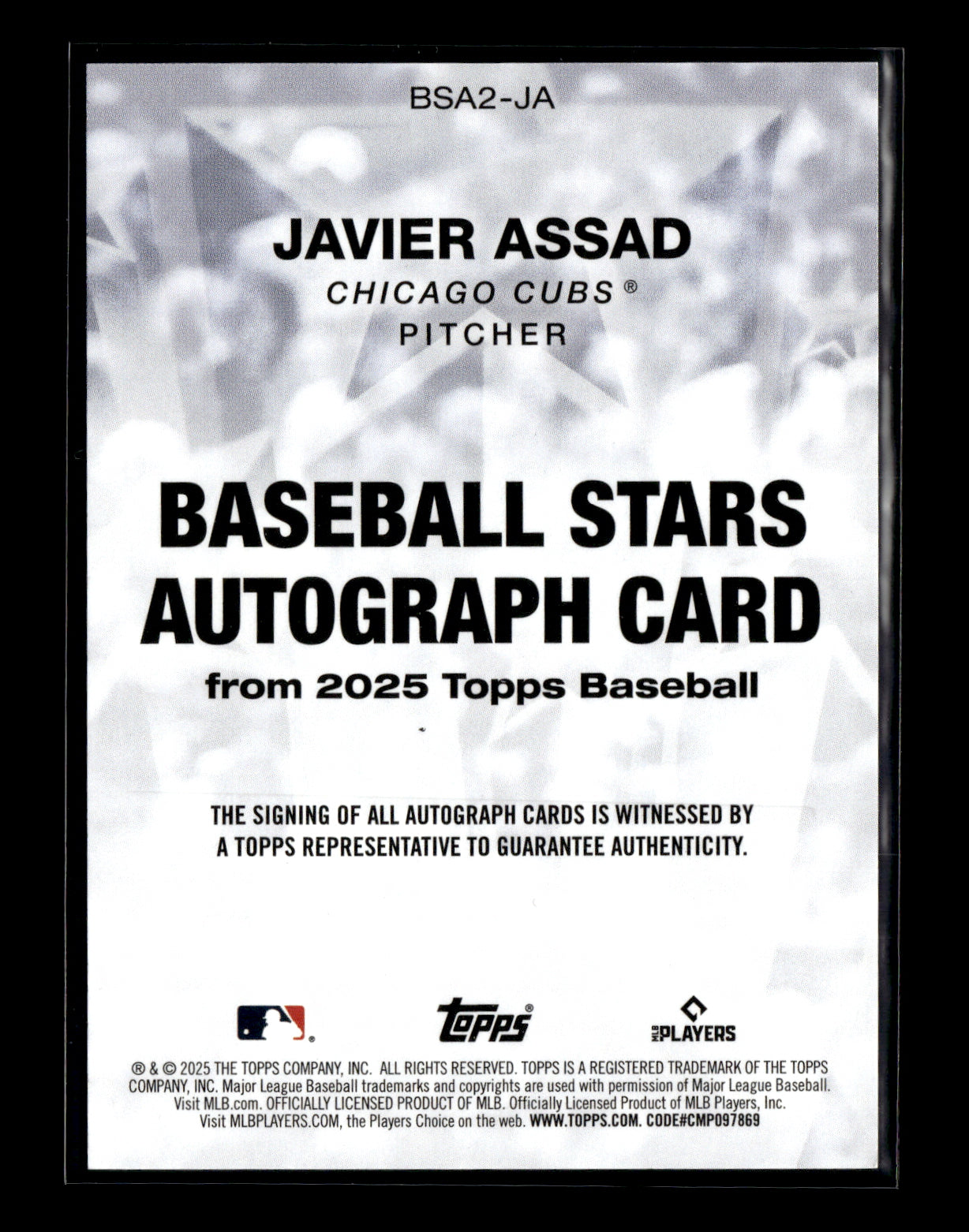 2025 Topps Javier Assad #BSA2-JA Baseball Stars Autographs Blue (Series Two) #/150 Chicago Cubs