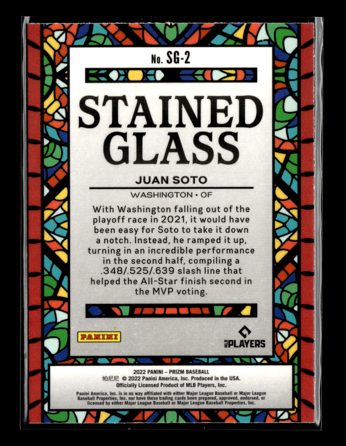 2022 Panini Prizm Juan Soto #SG-2 Stained Glass Washington Nationals