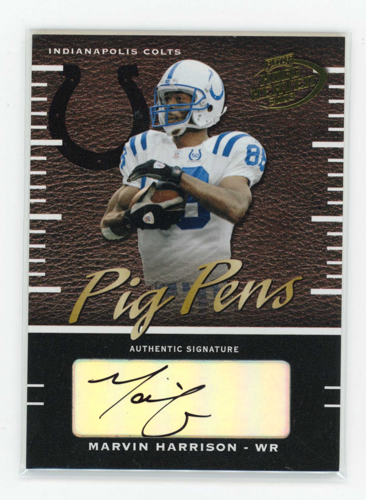 2003 Playoff Hogg Heaven Marvin Harrison #PP-25 Pig Pens Autographs #/50 Indianapolis Colts