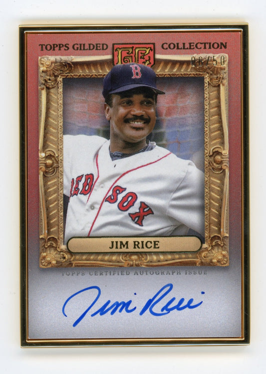 2023 Topps Gilded Collection Jim Rice #HAFA-JR Gold Framed Hall of Famers Autographs Rose Gold #/50 Boston Red Sox