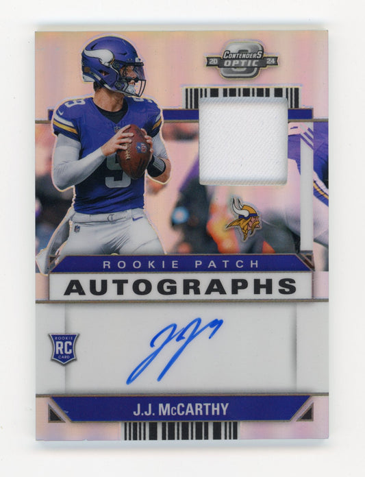 2024 Panini Contenders Optic J.J. McCarthy #RPA-JJM Rookie Patch Autographs #/75 Minnesota Vikings