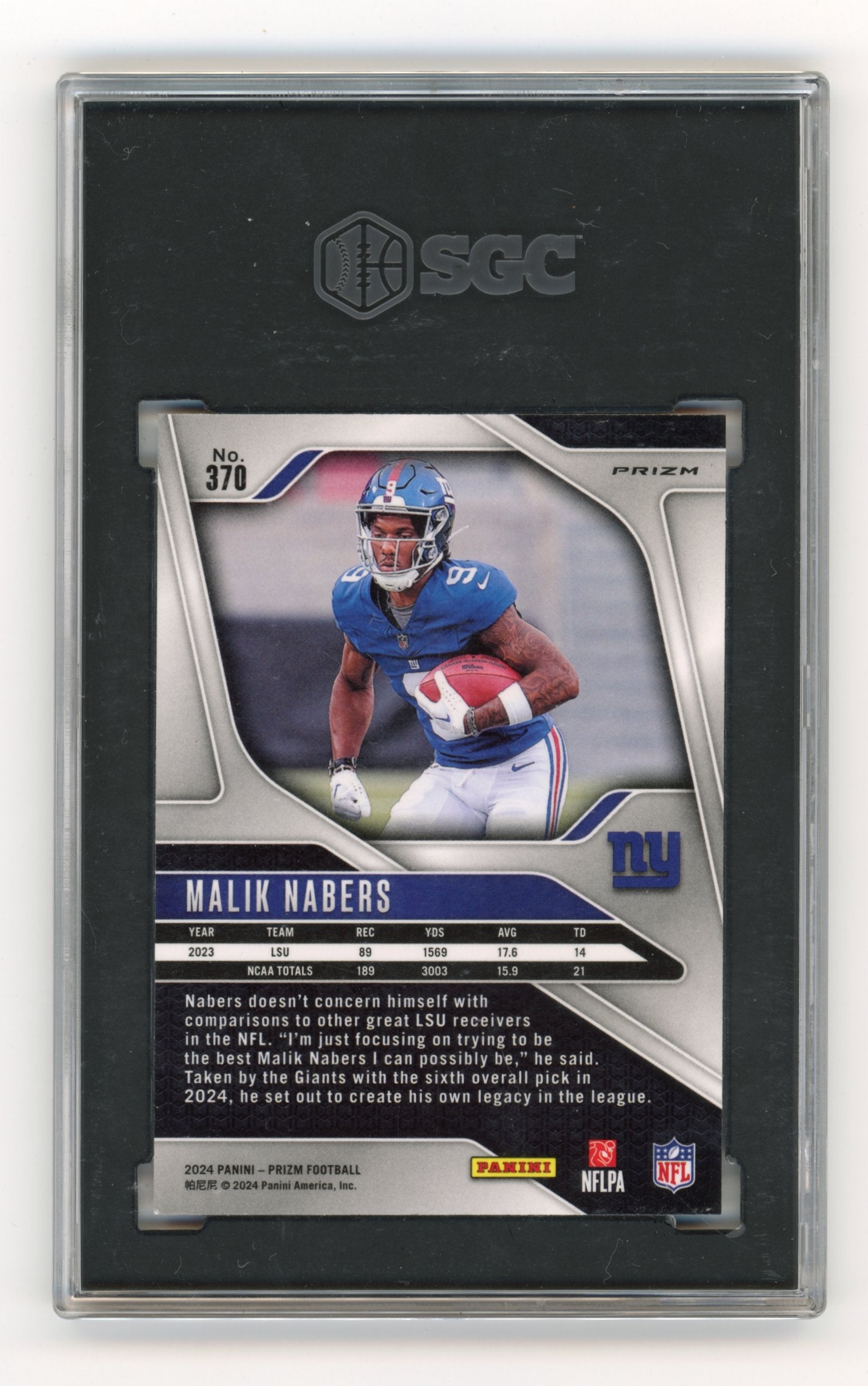 2024 Panini Prizm Malik Nabers #370 Orange Disco Prizm New York Giants