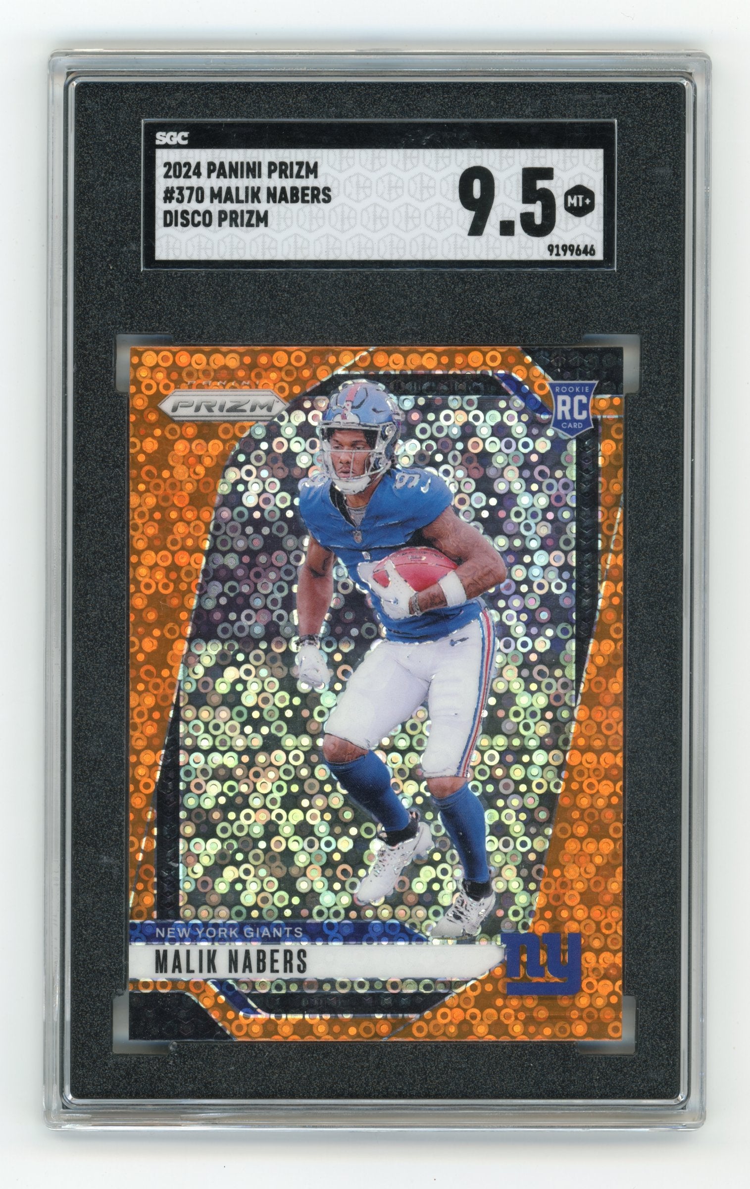 2024 Panini Prizm Malik Nabers #370 Orange Disco Prizm New York Giants