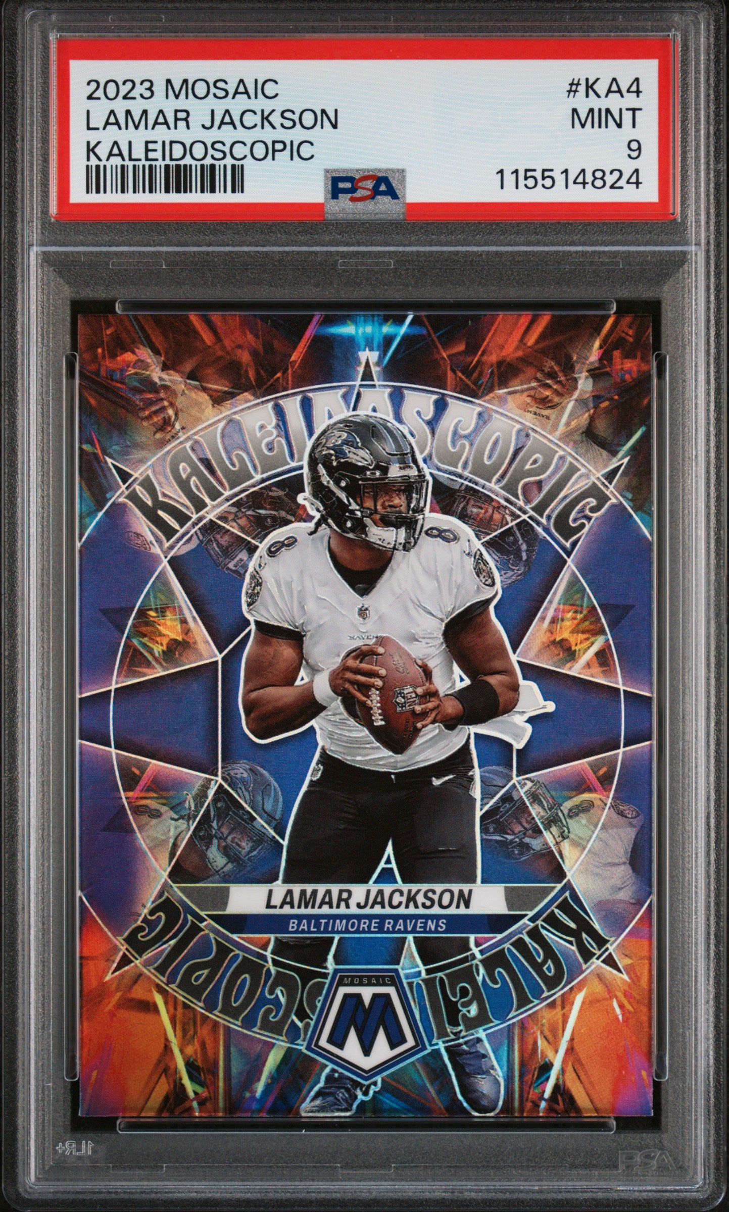 2023 Panini Mosaic Kaleidoscopic Lamar Jackson #KA4 PSA 9 Baltimore Ravens
