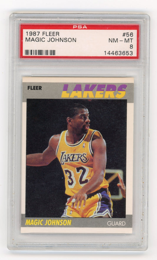 1987 Fleer Magic Johnson #56 PSA 8