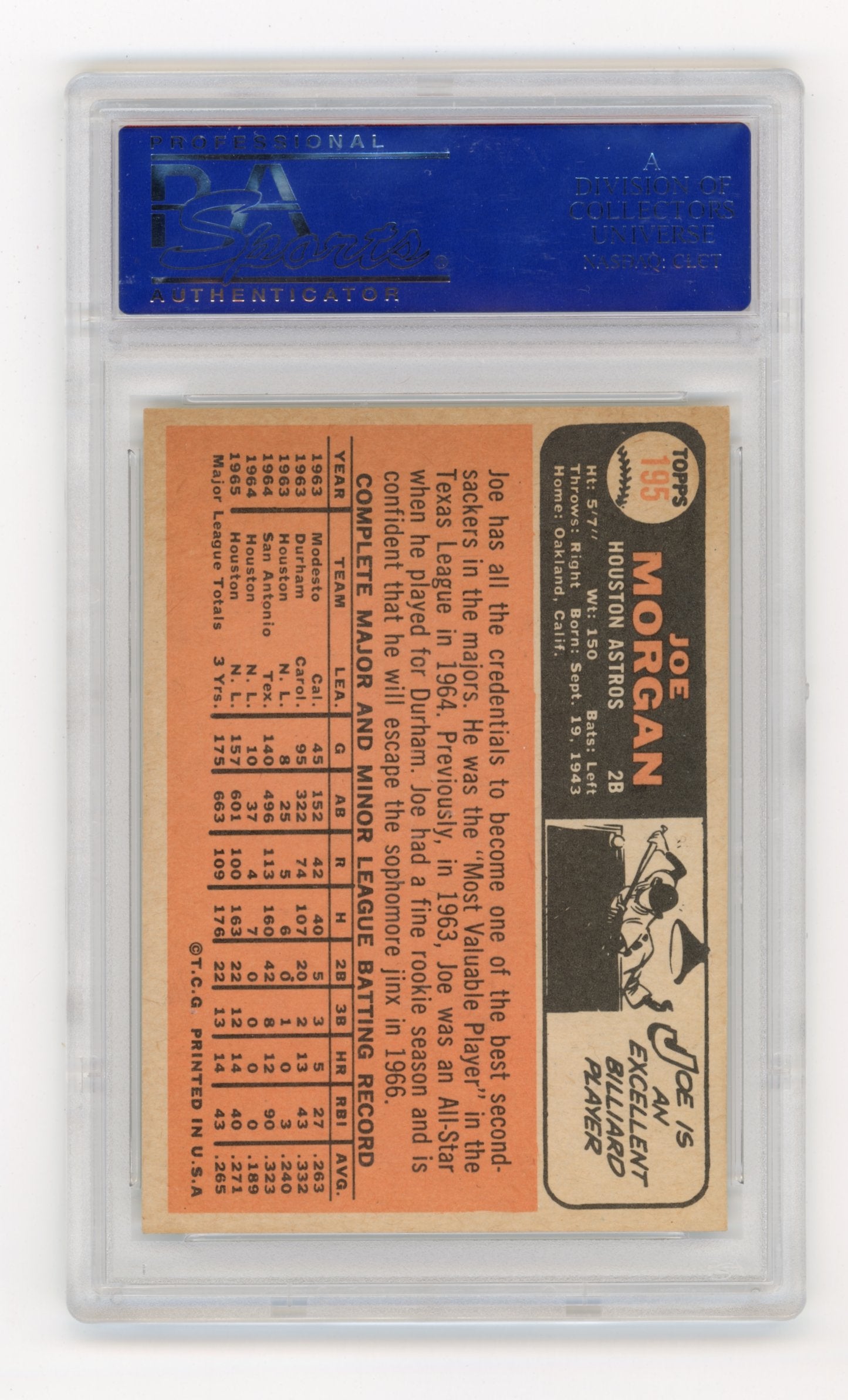 1966 Topps Joe Morgan #195 All-Star Rookie PSA 8