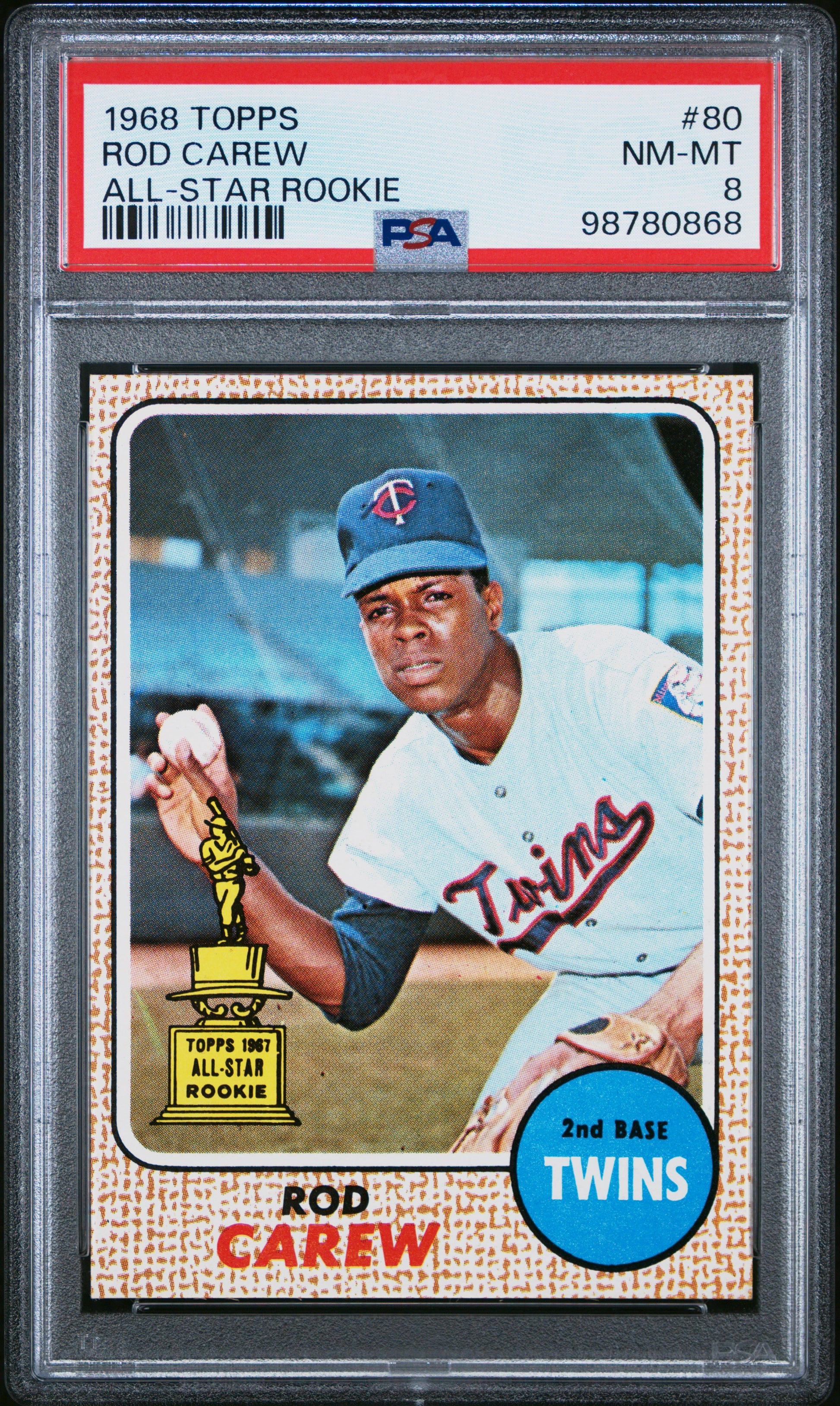 1968 Topps Rod Carew #80 All-Star Rookie PSA 8